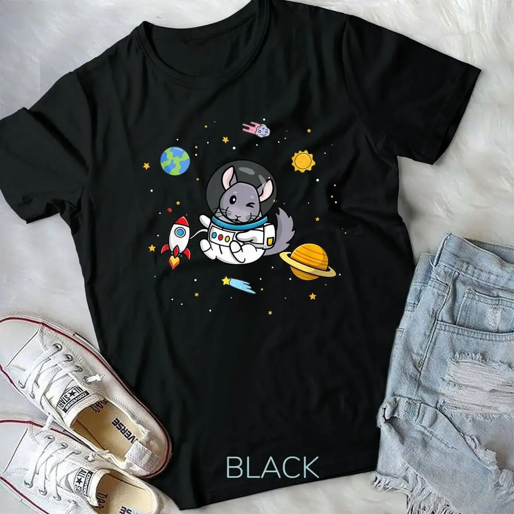 Chinchilla and Astronaut Unisex T-shirt High Quality 100%Cotton Short Sleeve