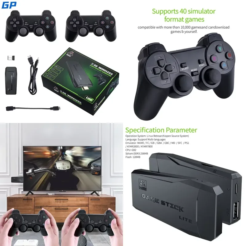 M8 home TV game console with 20,000 games, 2 wireless gamepads, 4K high-resolution video game console, retro game console