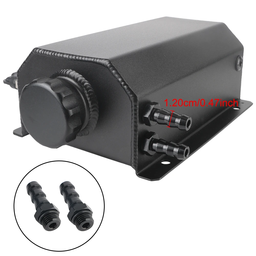 Réservoir de récupération d'huile de voiture, accessoires automobiles, réservoir de débordement, réservoir de gaz de carburant, radiateur de liquide de refroidissement universel en alliage d'aluminium 2L