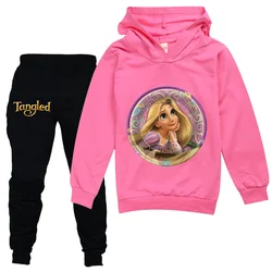 Disney Tangled Rapunzel Princess Boys Girls Casual Thin Hoodies Pants Children Outerwear Clothing Sets Kids Sportswear Suits