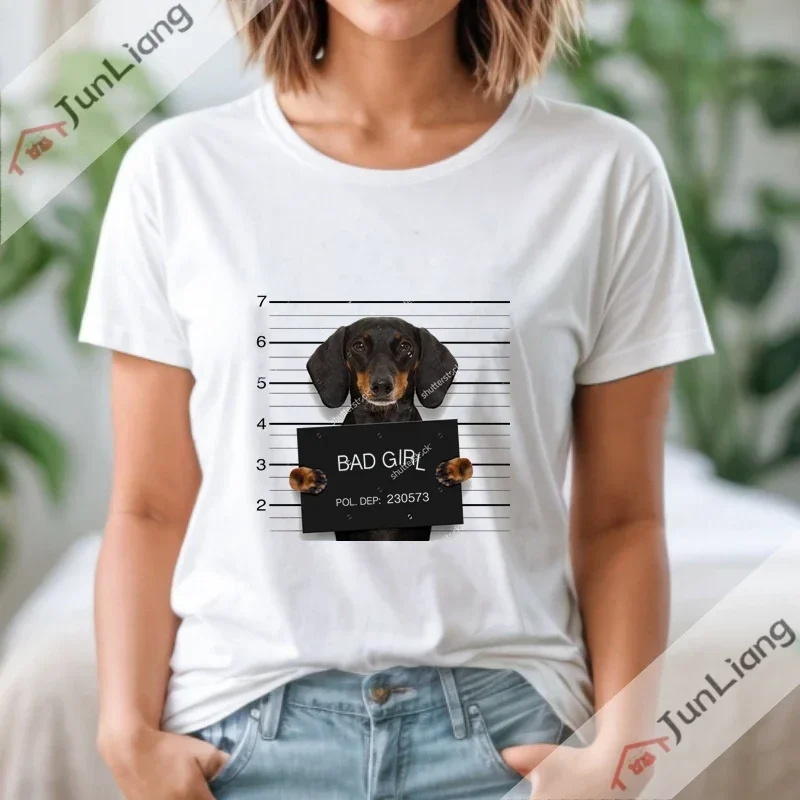 Sausage Dog Original Cotton T-shirt Dachshund Vintage Sunset Dachshund Unique Girl T-shirt Hipster Loose Casual Clothing