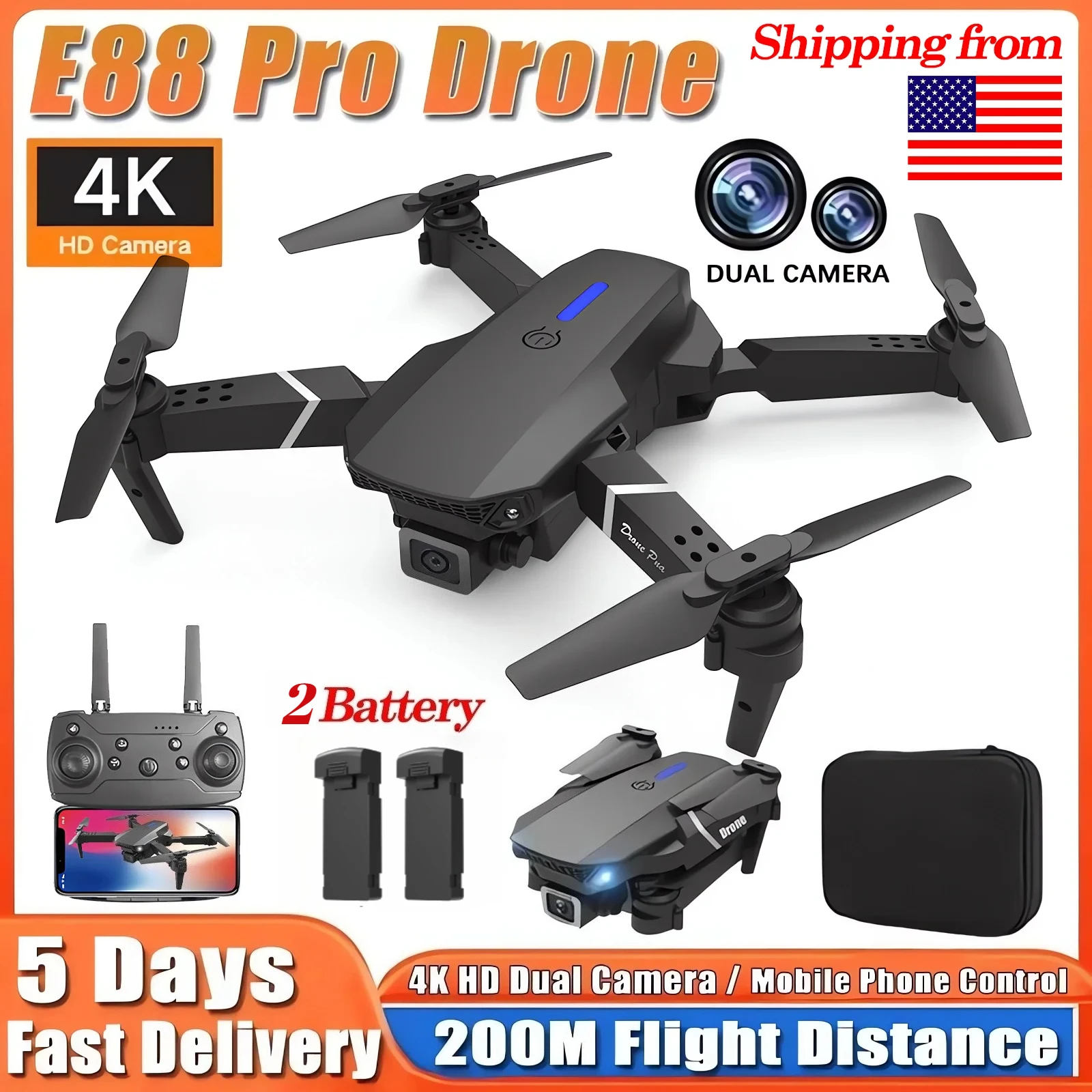 Drone Rc E88 Pro - RC-Drohne Neu E88Pro 4K Professionell 2