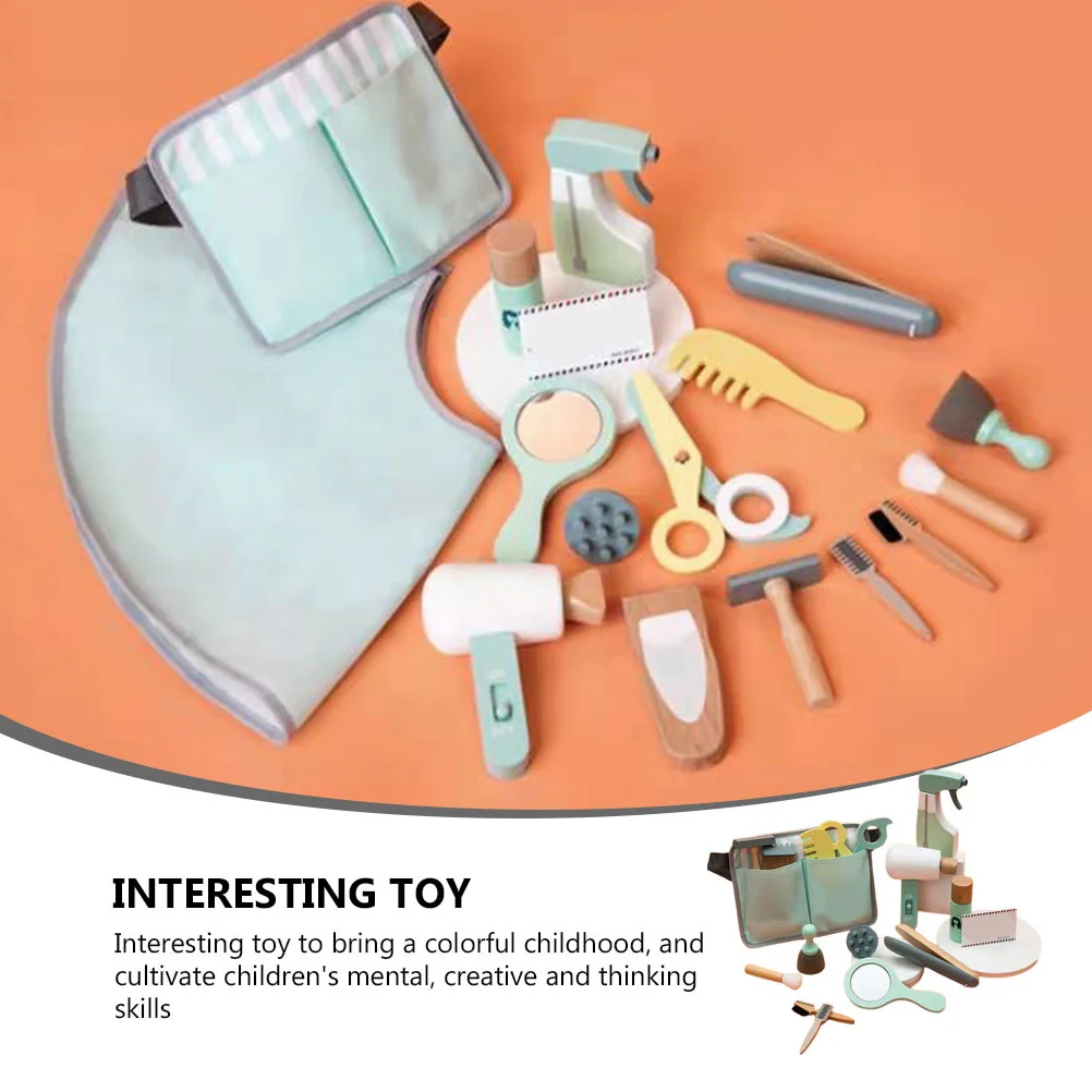 1 مجموعة 1 مجموعة الأطفال حلاقة كيت خشبية التظاهر اللعب أدوات للأطفال طفل التعليمية لعب الأدوار مجموعة خشبية تصفيف الشعر أداة الاطفال