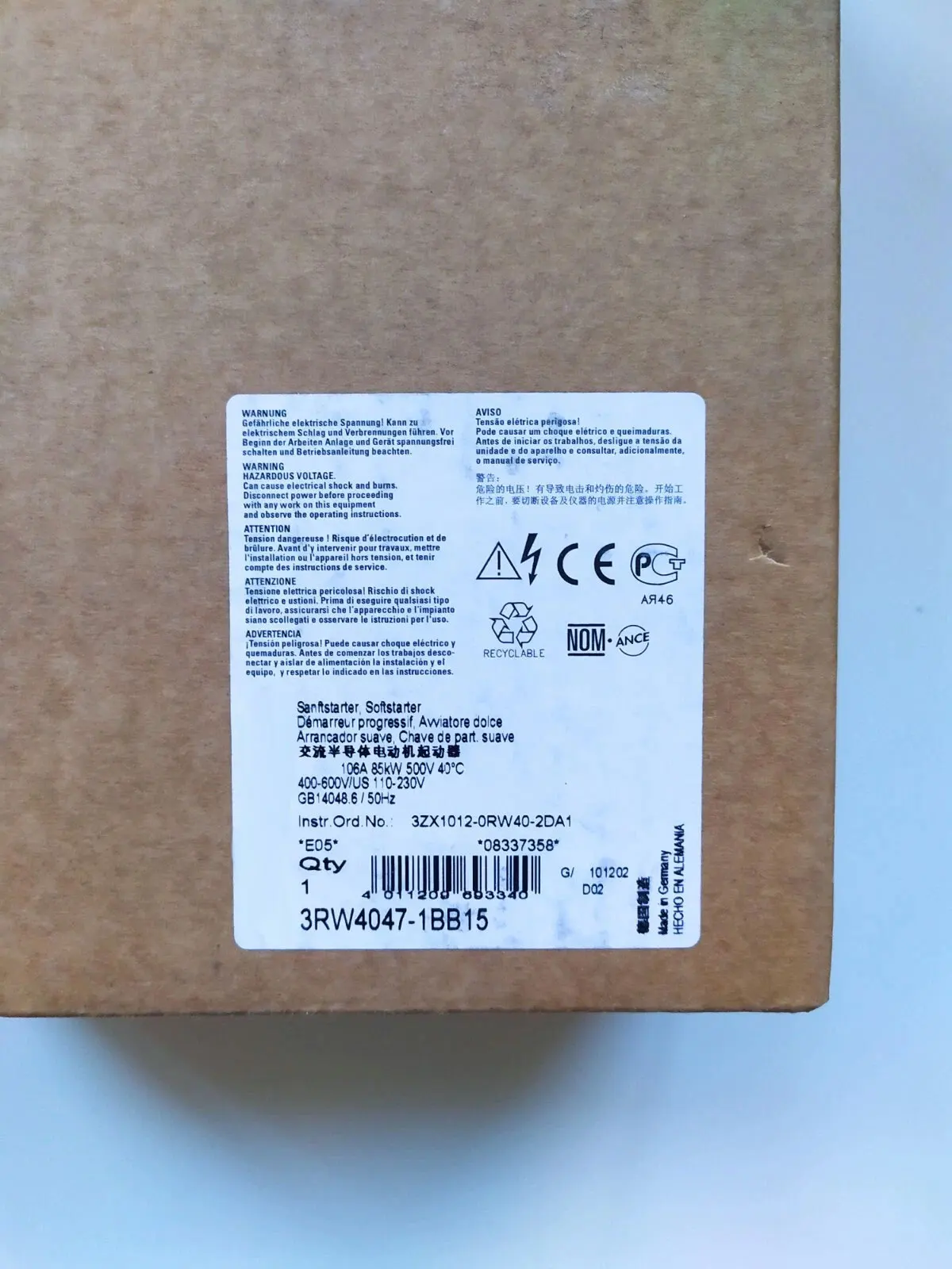 

Совершенно новый 3RW4047-1BB15 Гарантия один год
