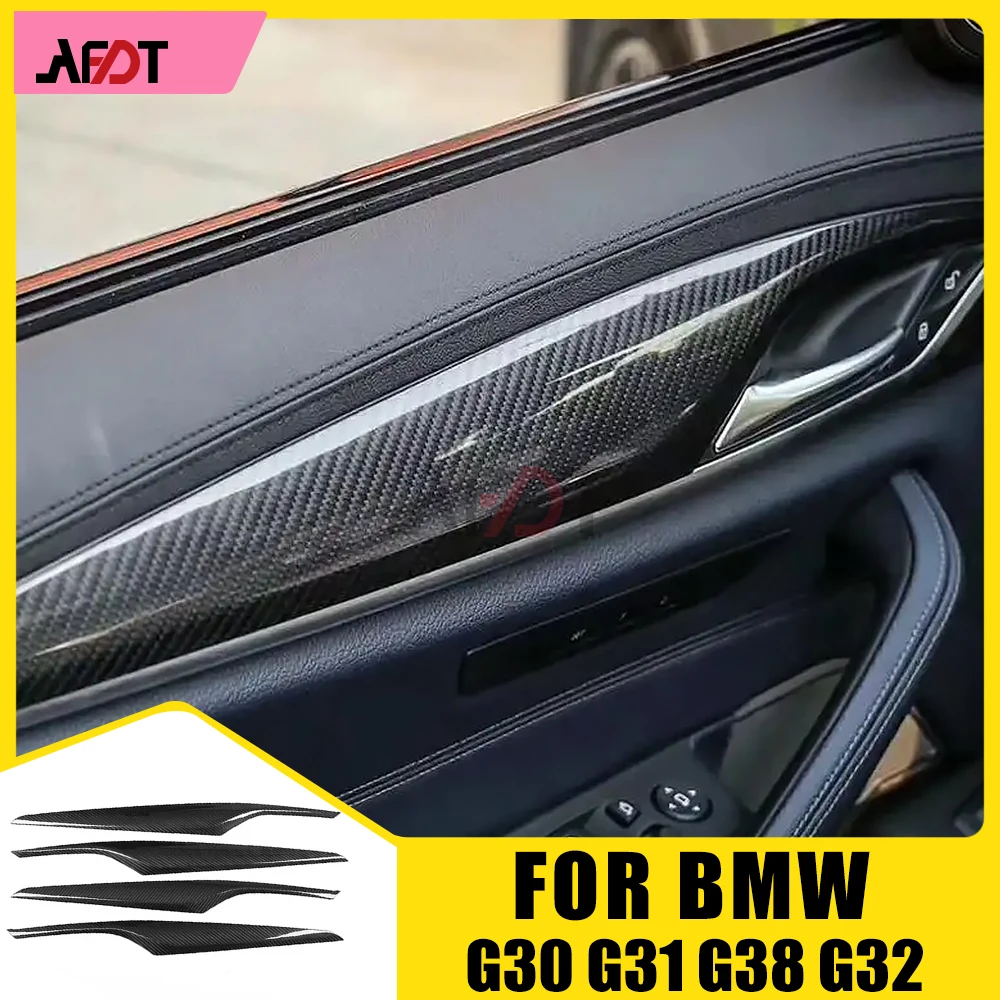 

AFDT 4Pcs Carbon Fiber Interior Door Panel Trim Cover Stickers For BMW 5 6 Series G30 G31 G32 2018-2022 Car Accessories