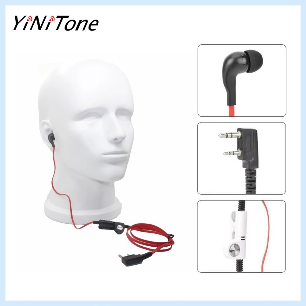 2-Pin Noodle Earpiece for Baofeng UV5R/BF-888S | PTT Mic & K Plug | 118cm Anti-Tangle Cable for Security/Hotel Staff