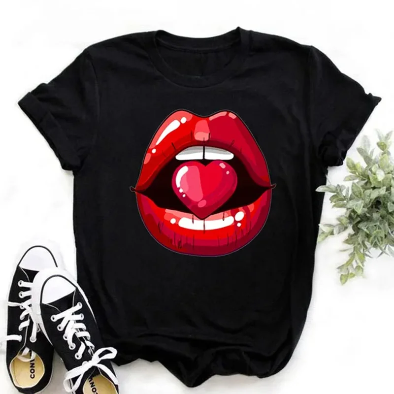 Sexy Lipstike Red Lips Graphic T Shirt for Men Clothing Summer Fashion Women T-shirt Casual Streetwear Funny Tee Shirts y2k Tops