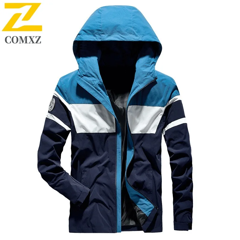 

COMXZ Men Jacket Classic Hooded Outdoor Walking Windproof Coat Casual Korean Style Fashion Slim Fit Spring Autumn Garment