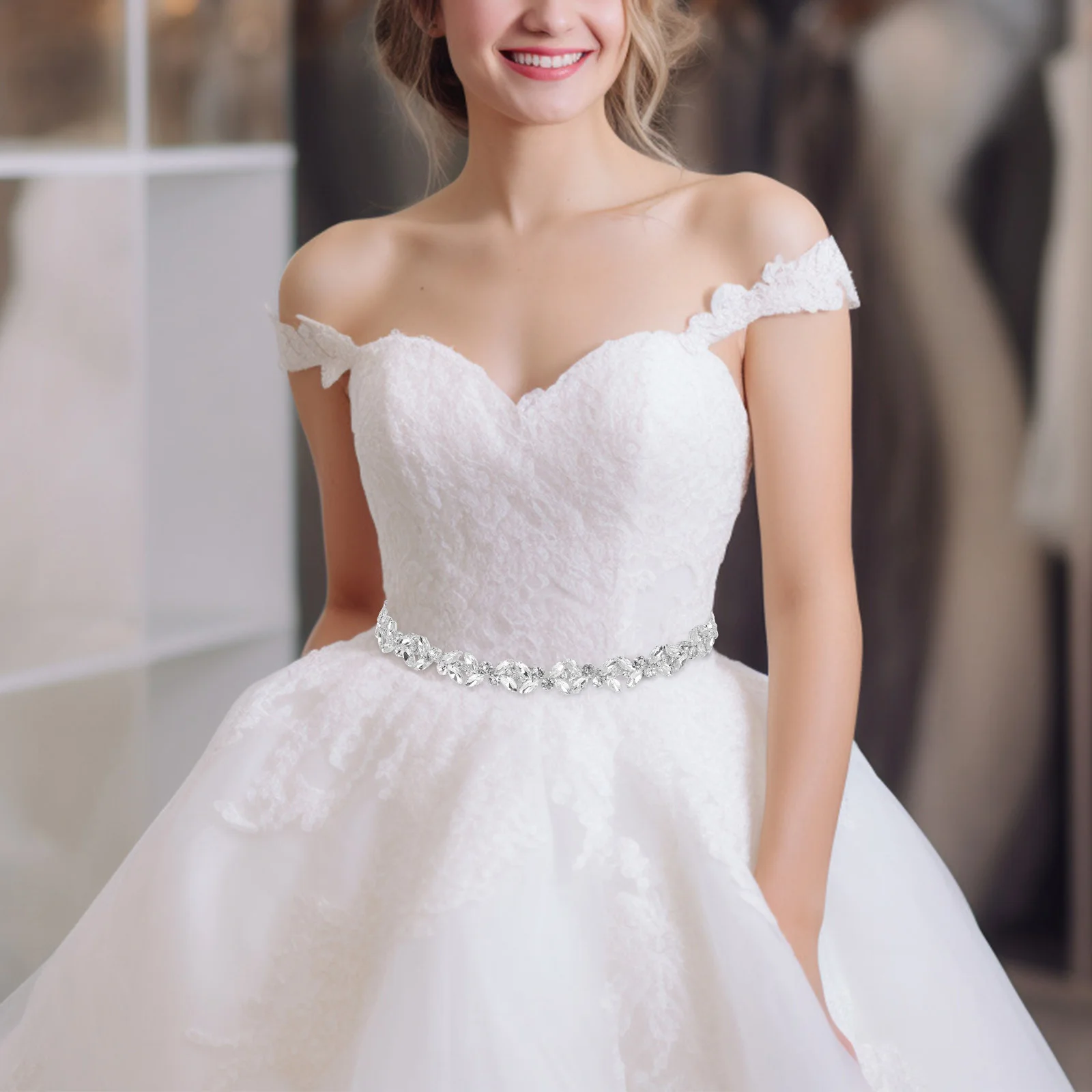 

270Cm Rhinestone Belt for Wedding Dress Bridal Sash with Satin Ribbon Elegant Crystal Chain Trim Dress Applique Evening Gown