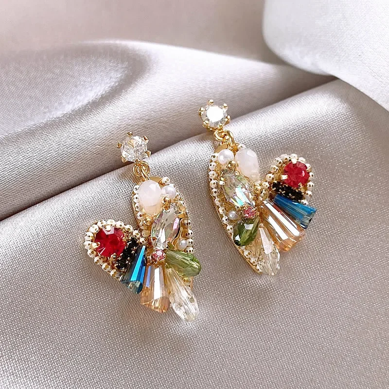 

Holiday style niche light luxury high sense love crystal stud earrings women's earrings