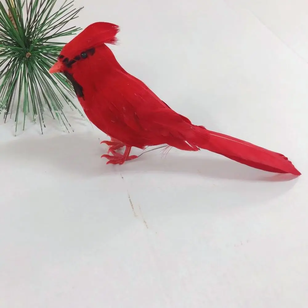 Realistic Red Bird With Clip For Christmas Tree Decor Garden Landscape Ornament Festive Holiday Party Decoration