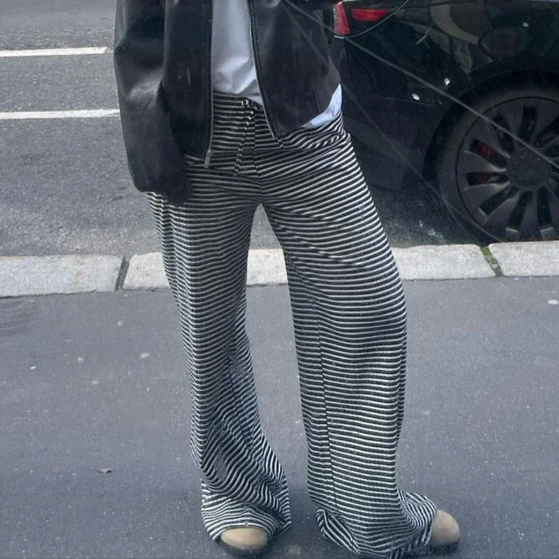 กางเกงลำลองทรงหลวมสำหรับผู้หญิงแนวสตรีทกางเกงขาม้าวินเทจแนวสตรีทสวยงาม Y2k