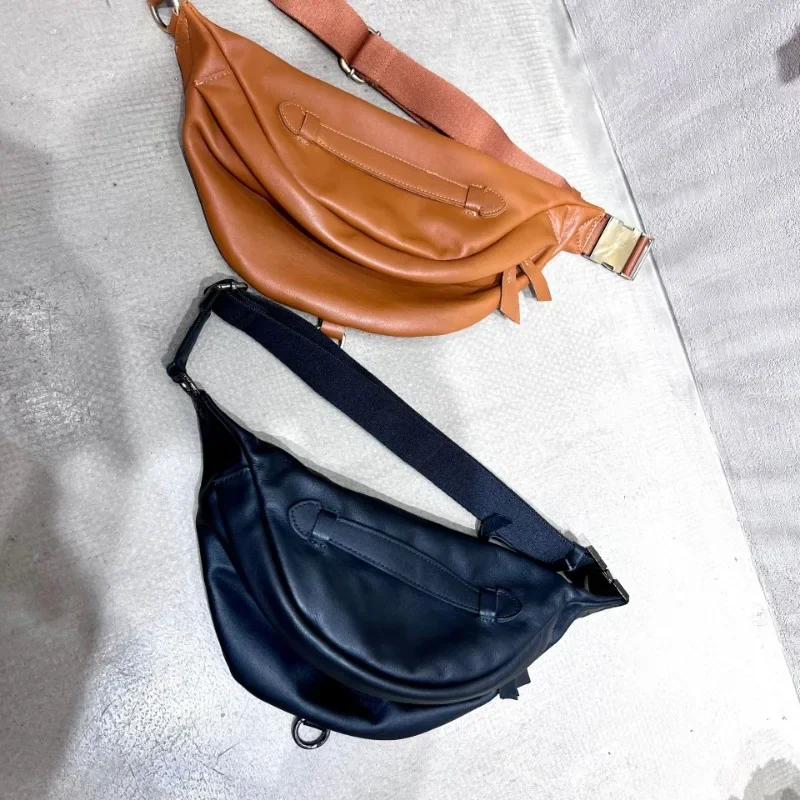 High Quality Genuine Leather Chest Bag Korean Chic Casual Large Capacity Crossbody Bag Female All-match Shoulder Handbags Female