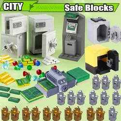 MOC City Strongbox Safe Box Building Blocks ATM Money Jewelry Sets Gold Ore Diamonds Purses Treasure Accessories Bricks Toy Gift