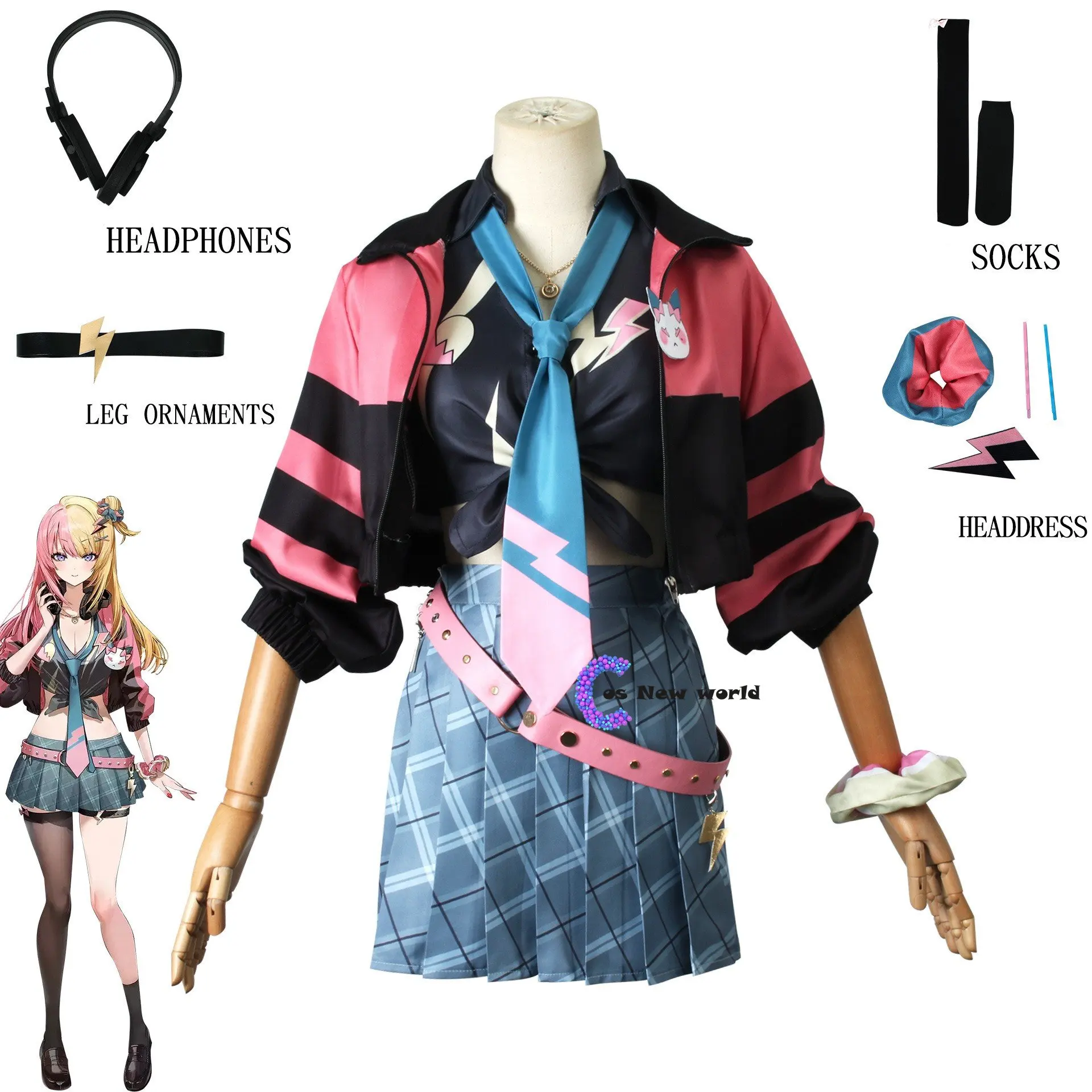 Anime Virtual Youtuber Vtuber Vup Kotoka Torahime Cosplay Costume Enxsoleil Member Jk Uniform Skirt Woman Sexy Kawaii Party Suit