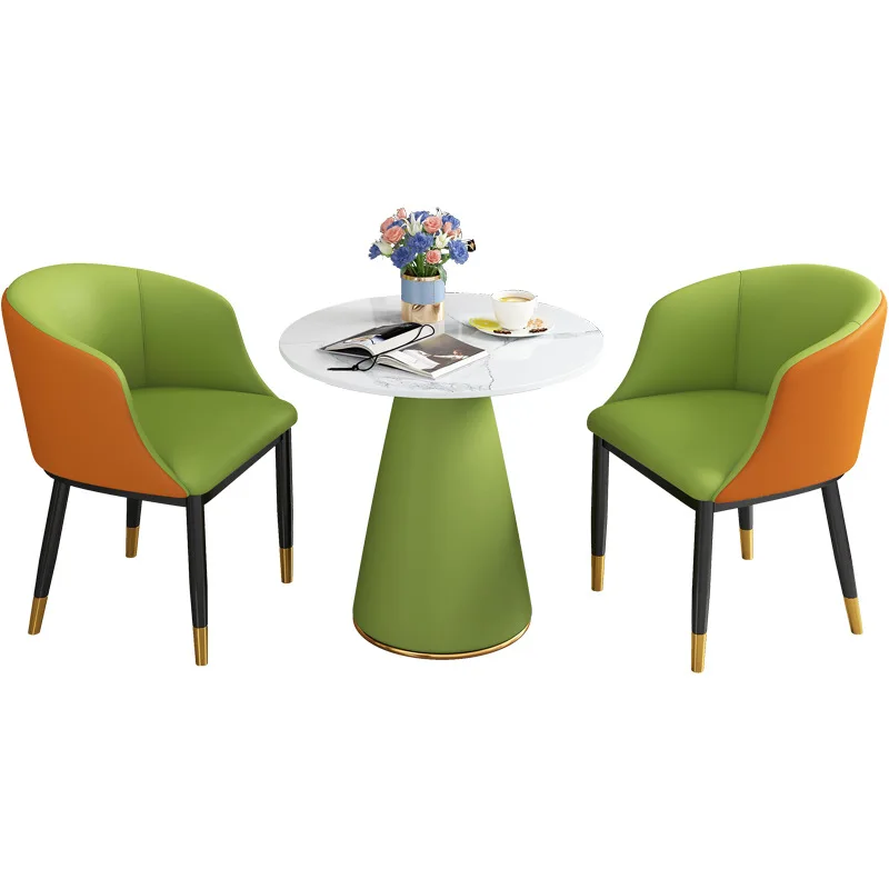

Rock slab hotel auditorium sofa table and chair set multi-color round table courtyard home table and chair set