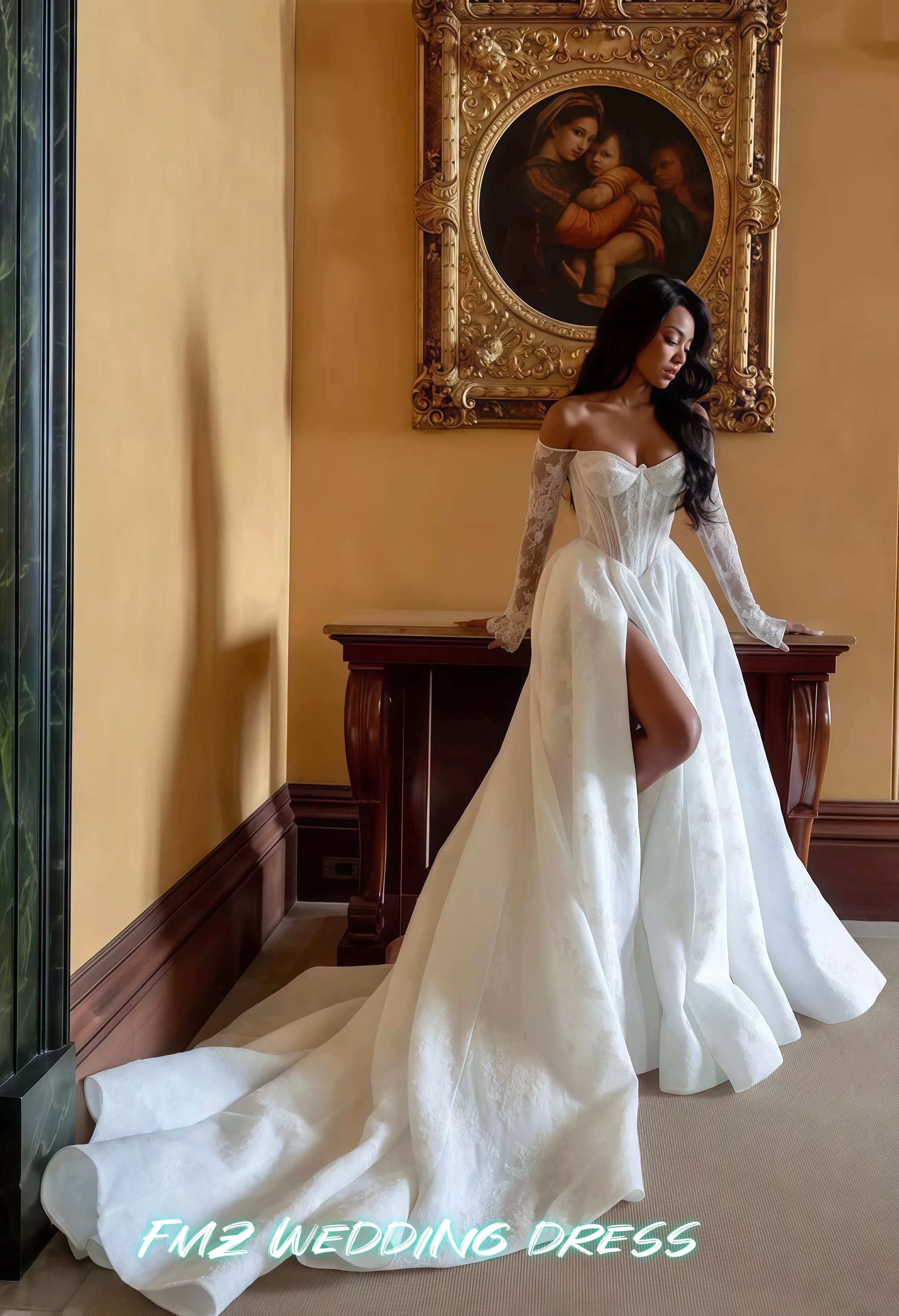 Customized Sweet collar long-sleeved A-LINE beaded luxury wedding dress vestidos de novia robe de mariee