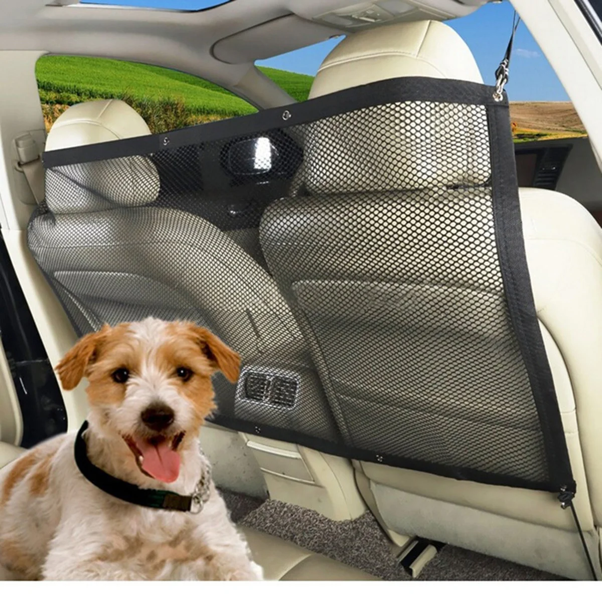 

Pet Barrier For Car Backseat Premium Oxford Dog Car Divider High Elastic Mesh Net Safety Fence For Dogs Suv Truck Van Black