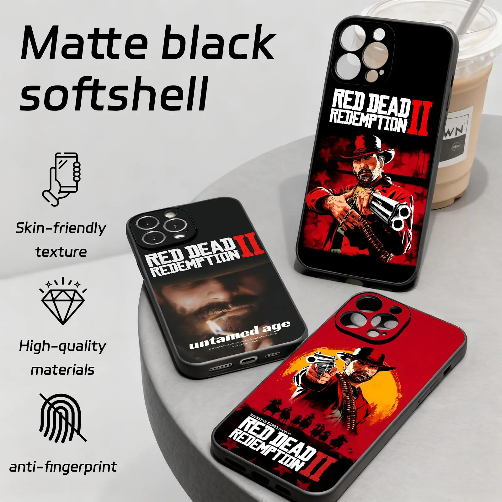 Coque de téléphone antichoc noire souple HOT GAME Red Dead Redemption pour iPhone 17 16 16e 15 14 13 12 Plus Mini Pro Max