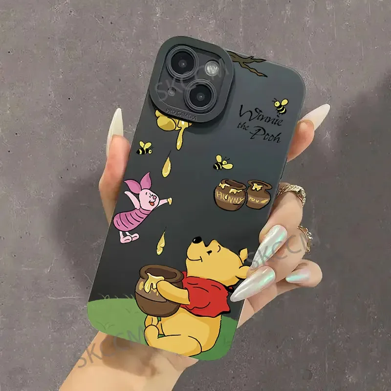 Cute Cartoon Winnie the Pooh Piglet Disney Cover for iPhone 11 12 13 14 15 16 Pro Max Plus X XS XR 15Pro 7 8 Mini Y2K Phone Case