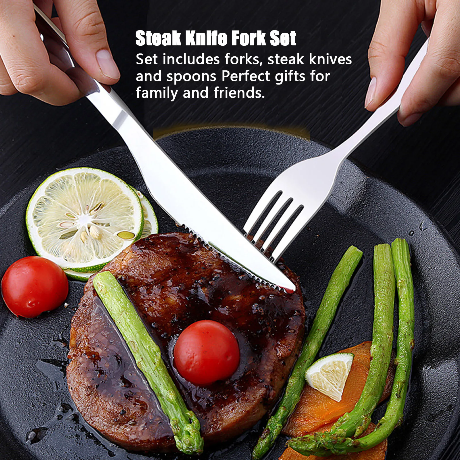 Steak Knife Fork Set Kitchen Tools 304 Stainless Steel Knives Forks Spoons Kit Cutlery Set for Home Kitchen Hotel Restaurant view 2