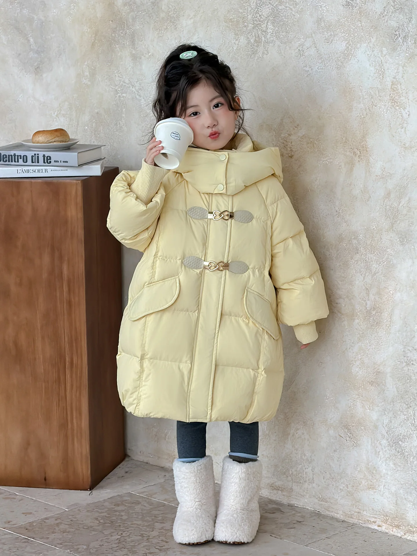 

Children's down Jaet Winter Clothes Thi Warm Long Coat for Girls High End Faion New 2025 Casual Sle White Du down