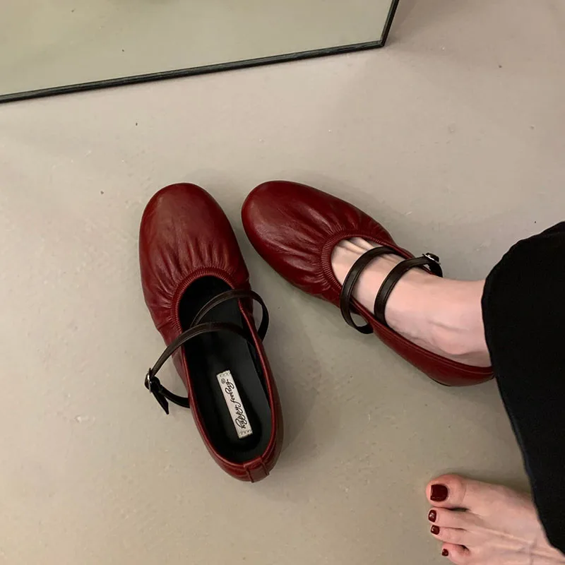 Modische Schnallenriemen-Damen-Mary-Jane-Schuhe, Lolita-Schuhe, Weiche Elegante Damen-Flats mit Runder Zehenpartie, Neue Damenschuhe – Detail 5