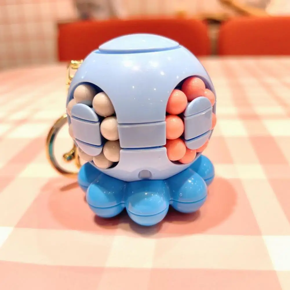 Llavero Fidget llavero en forma de pulpo con pistas de frijoles coloridos para niños adultos juguete divertido alivio del estrés juguete Fidget bolsa encanto