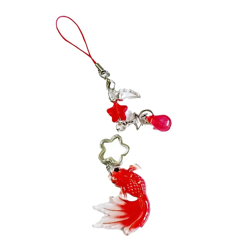 Lucky Koi Chinese style Versatile Hanging Ornaments Car Bag Pendant China-Chic Koi Star Beaded Mobile Phone Chain Charm