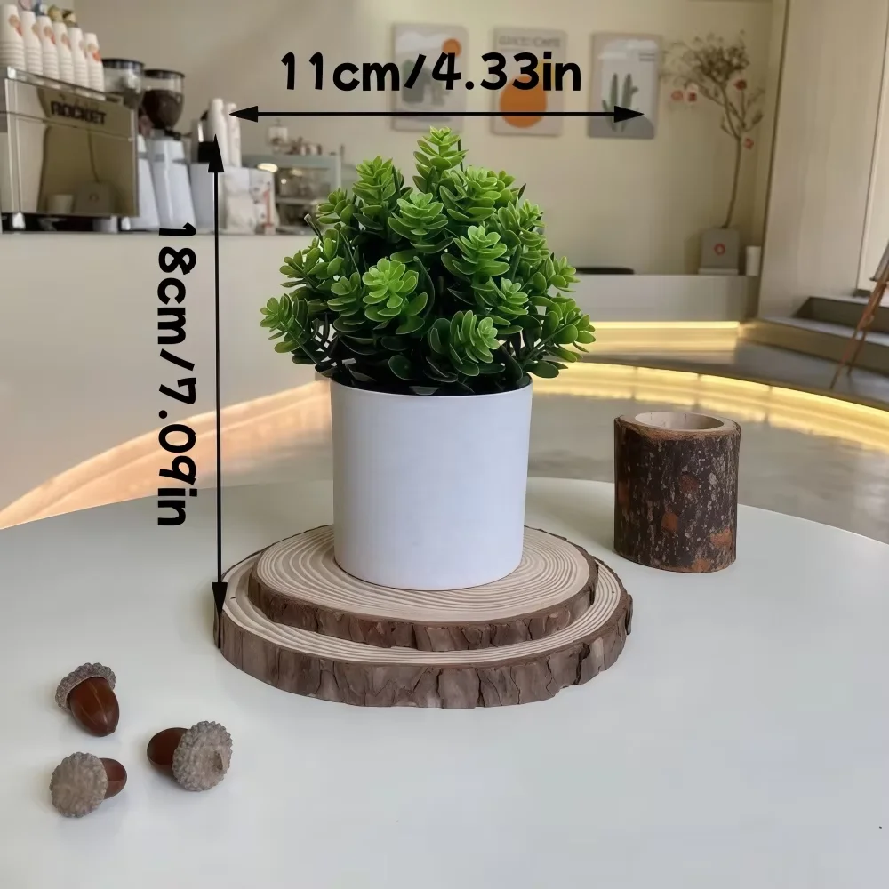 1PC Lifelike Simulation Green Plant Potted Durable, Artificial Greening Straight Plants with White Pots