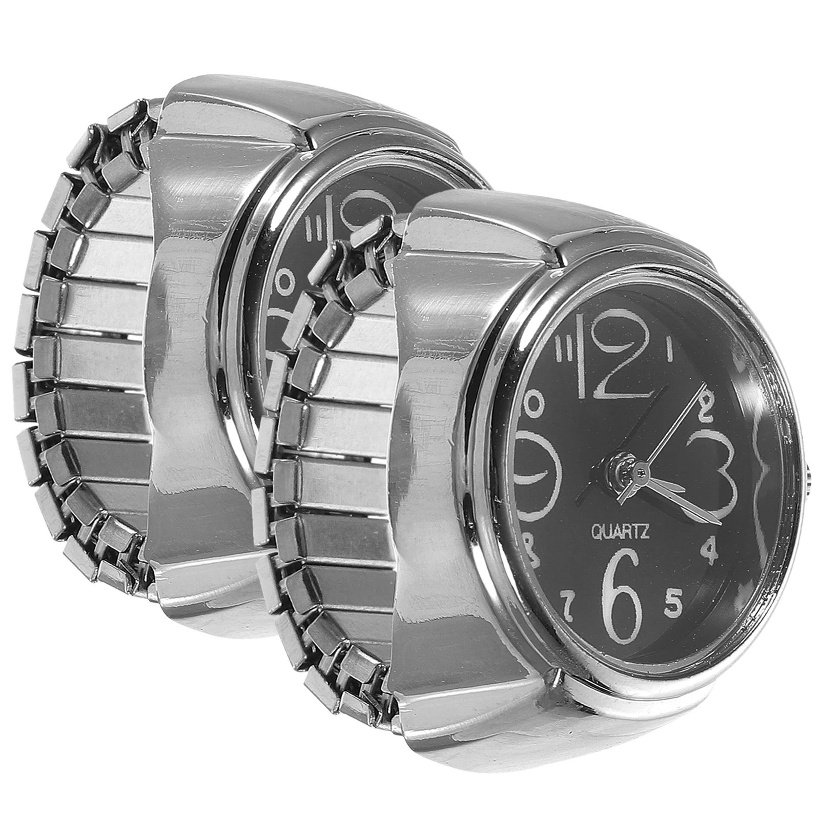 

2 Pcs Adjustable Couple Ring Watch Man Watches for Men Lady Quartz Finger Women