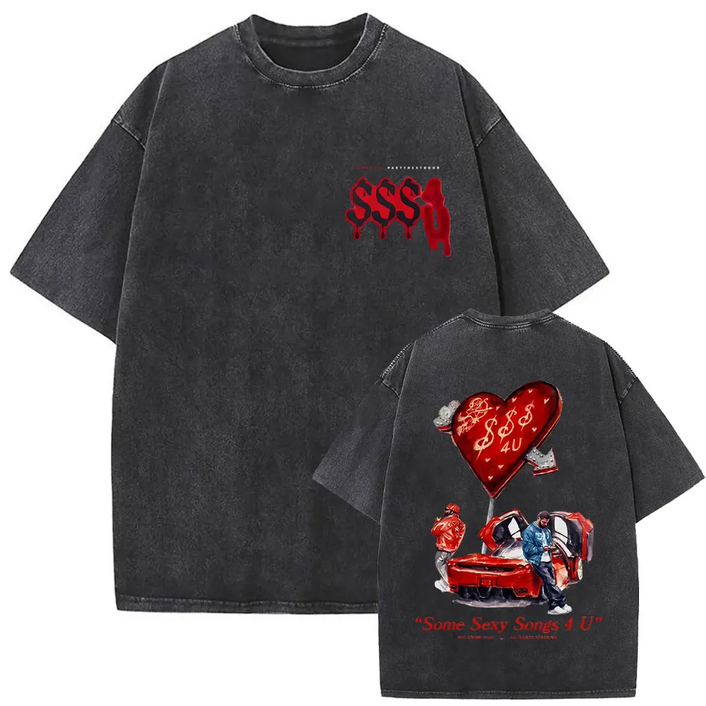 

Washed Vintage Drake & PARTYNEXTDOOR Some Sexy Songs 4 U SSS4U New Album 2025 T-shirt Men Women Hip Hop Fashion Oversized Tshirt