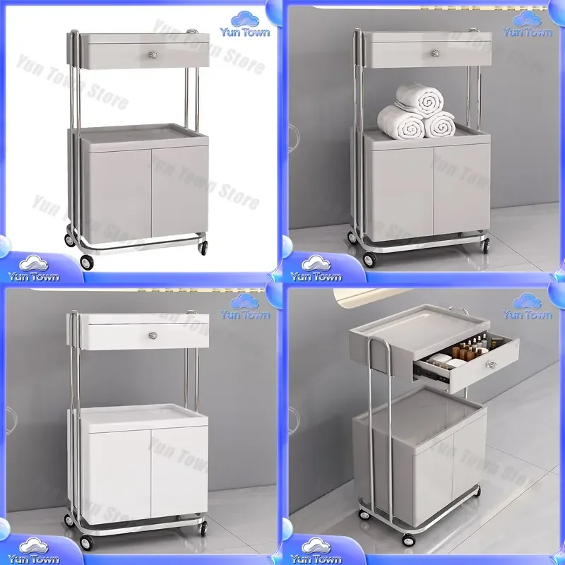 High-end Beauty Cart for SPA Salon Tattoo Eyelash Extension Manicure Pedicure Skin Care Treatment Station Rolling Trolley