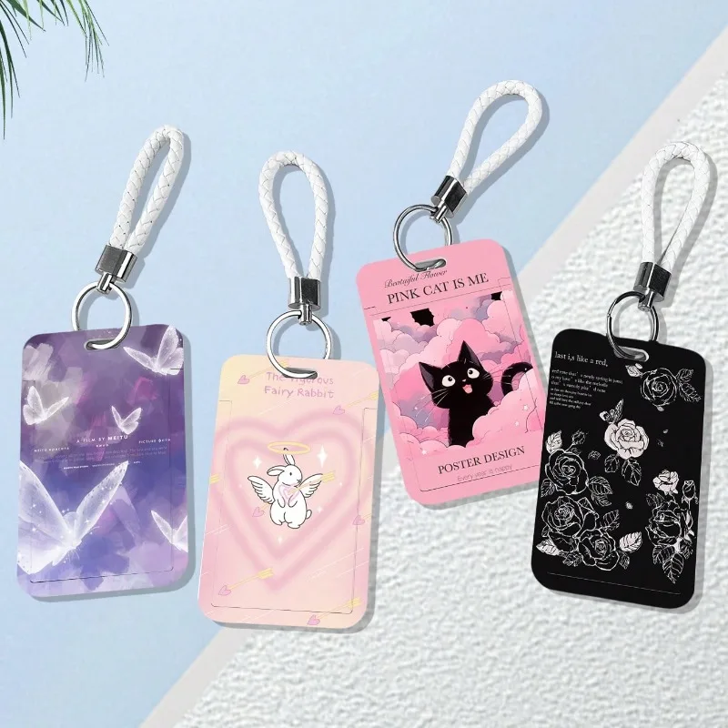 Cartoon Black Cat Card Holders Waterproof Plastic Card Cover Student ID Card Protective Cover Badge Bank Card Protective Cover