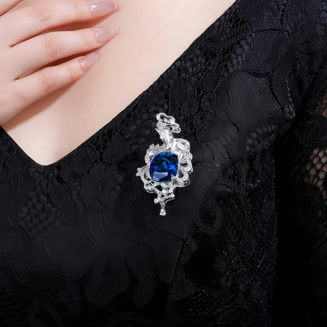 

WENXIN Brand MST S925 925 Sterling Silver Horsehead Brooch Lab Grown Gemstones High Carbon Diamond Brooch Jewelry