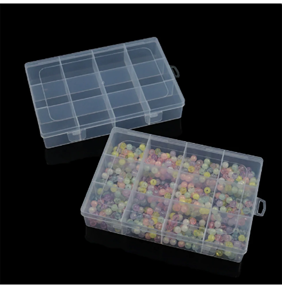 Rectangular Transparent Storage Box with Fixed 12 Compartments for Fishing Gear Samples - Plastic Organization Box with Tool Acc