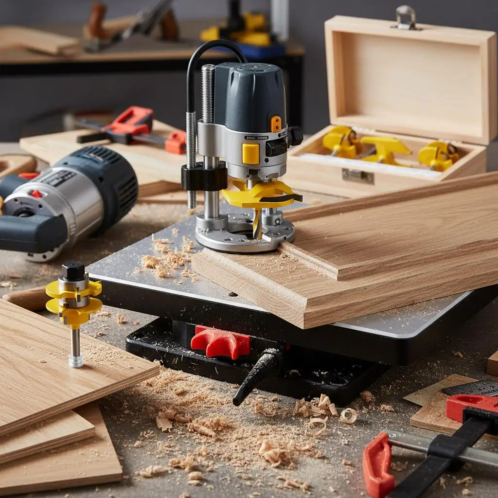 Carbide Milling Cutter Kit 1/4 Inch Shank For Solid Wood MDF Plywood, 3 Pieces Carpentry Tool Set Wooden Storage Case Profess