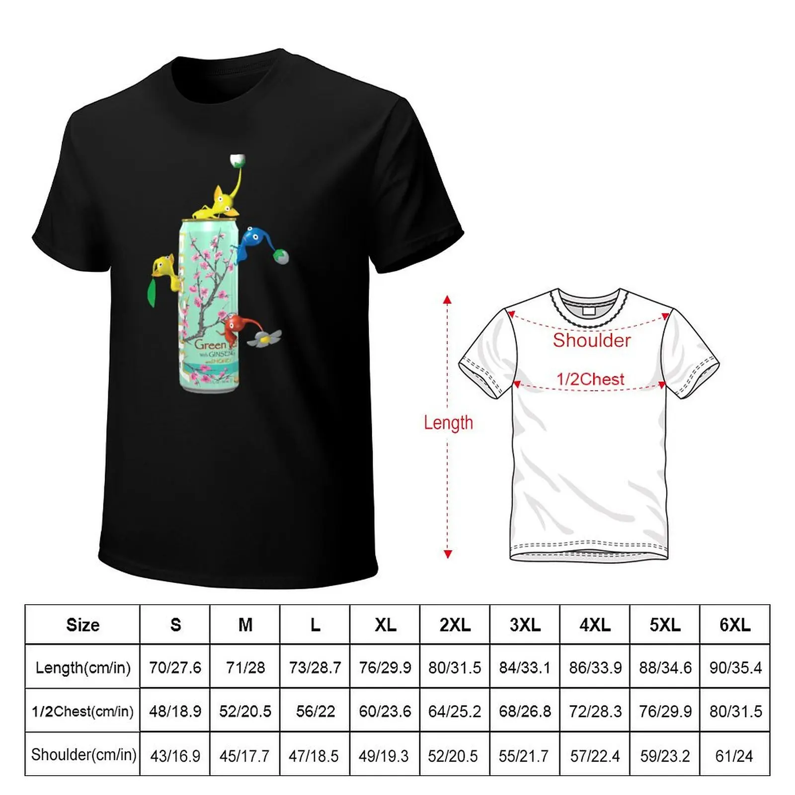 Pikmin on a Green Tea Can T-Shirt Casual Graphic Print Tee