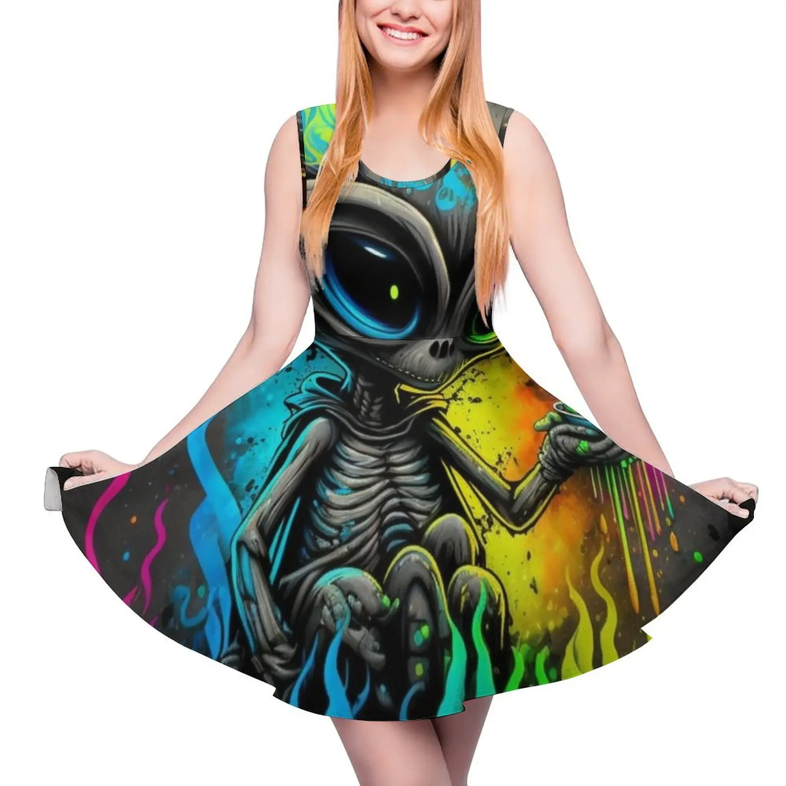 

Cosmic Alien Splatter Paint Sleeveless Dress Women"s clothing womens clothing women"s summer dresses 2024