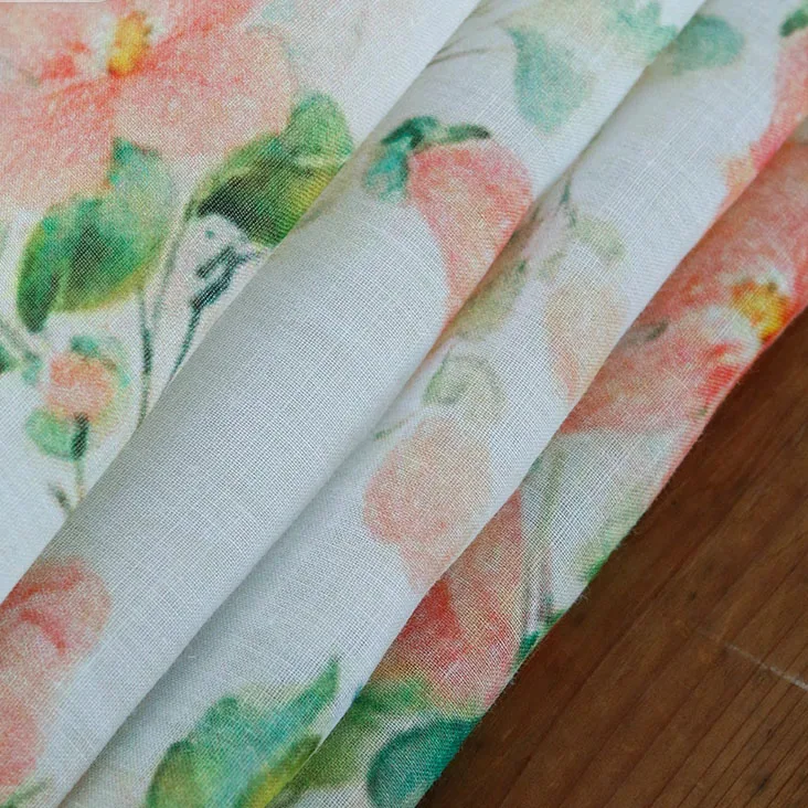 

1 ярд, высококачественная ткань рами для шитья цветов и птиц, ткань с принтом, индивидуальная ручная работа, сделай сам, для платьев, одежды, ткань