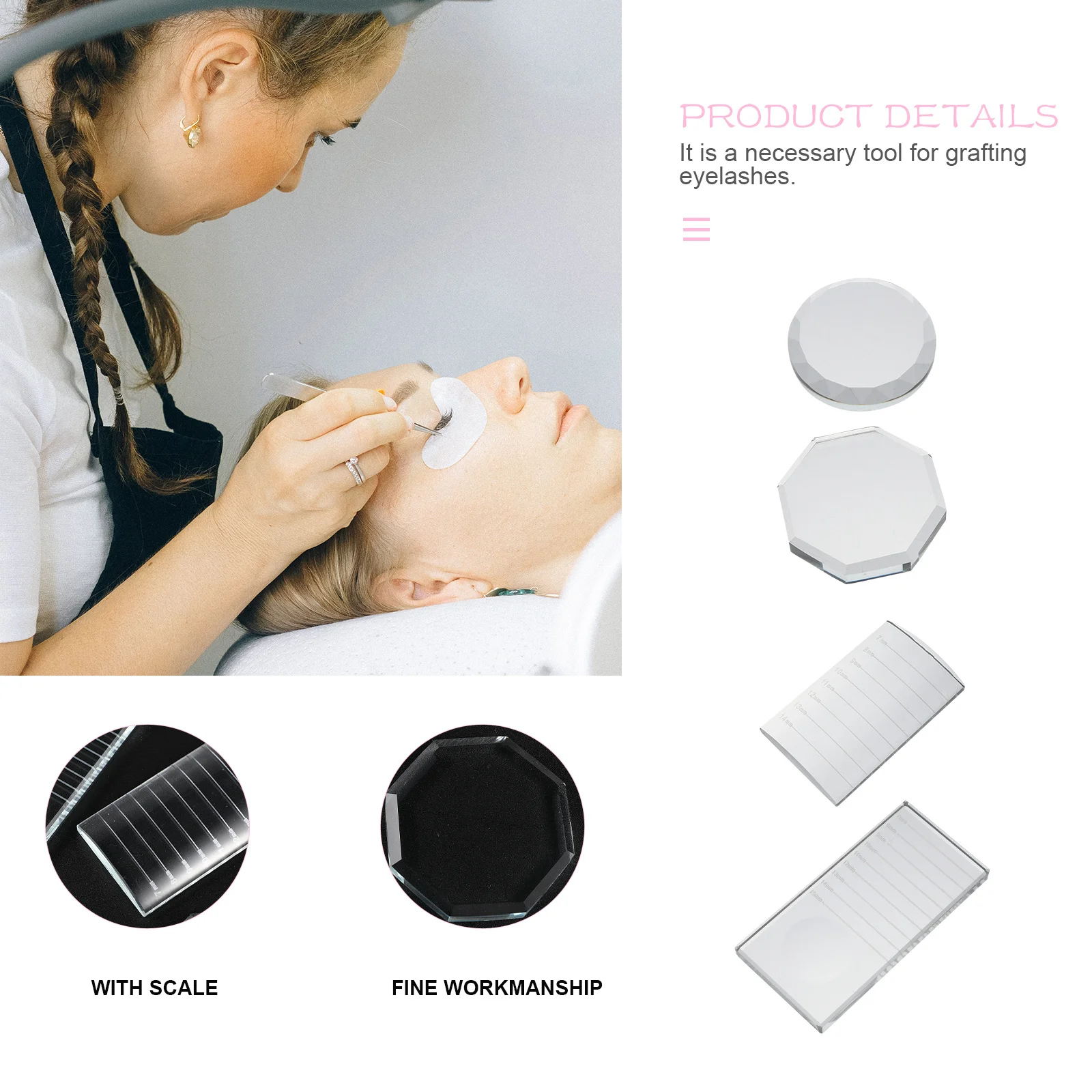 แผ่นรองต่อขนตา 4 ชิ้น แบบใส คริสตัล ใช้กับกาวต่อขนตา น้ำหนักเบา ใช้ซ้ำได้ สำหรับร้านเสริมสวยและใช้ในบ้าน