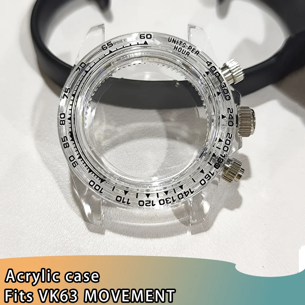 VK63 Acrylic Case VK63 Transparent Case VK63 39.5MM Transparent Acrylic Case 20mm Transparent Watch Bands VK63 Watch Accessories