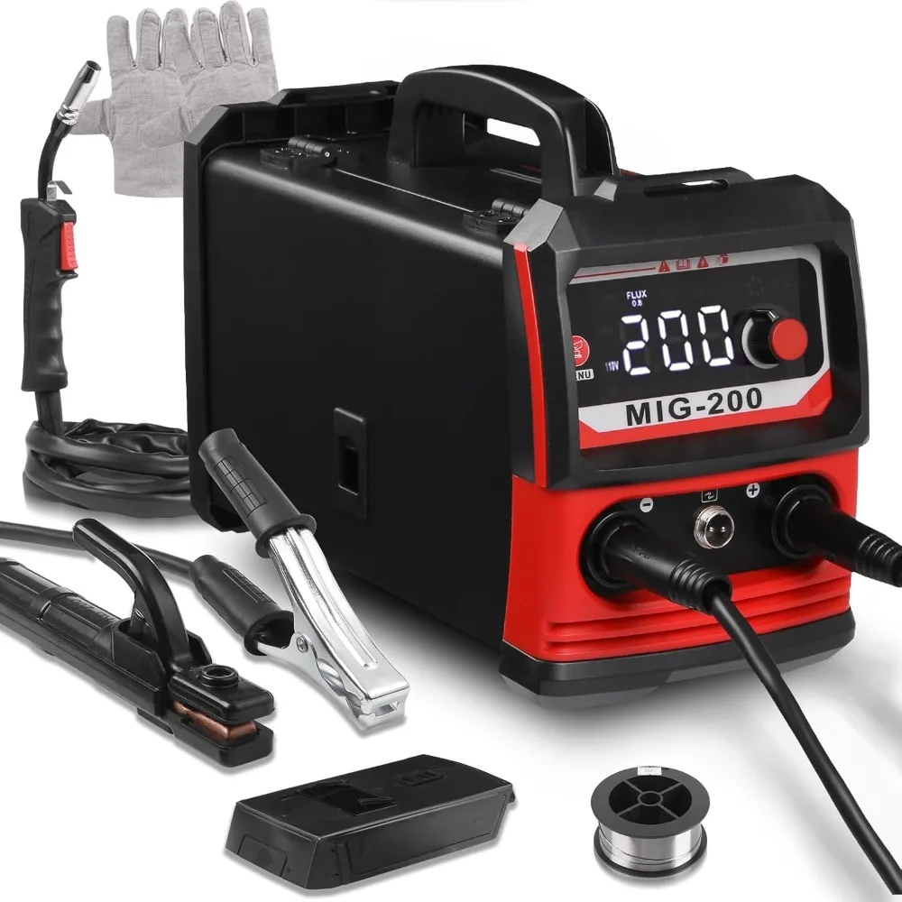 MIG200 Electric Welding Machine,Flux MIG/LIFT TIG/Stick 3 in 1 Multi Functional Welding Machine,IGBT Inverter Welder with LED Di