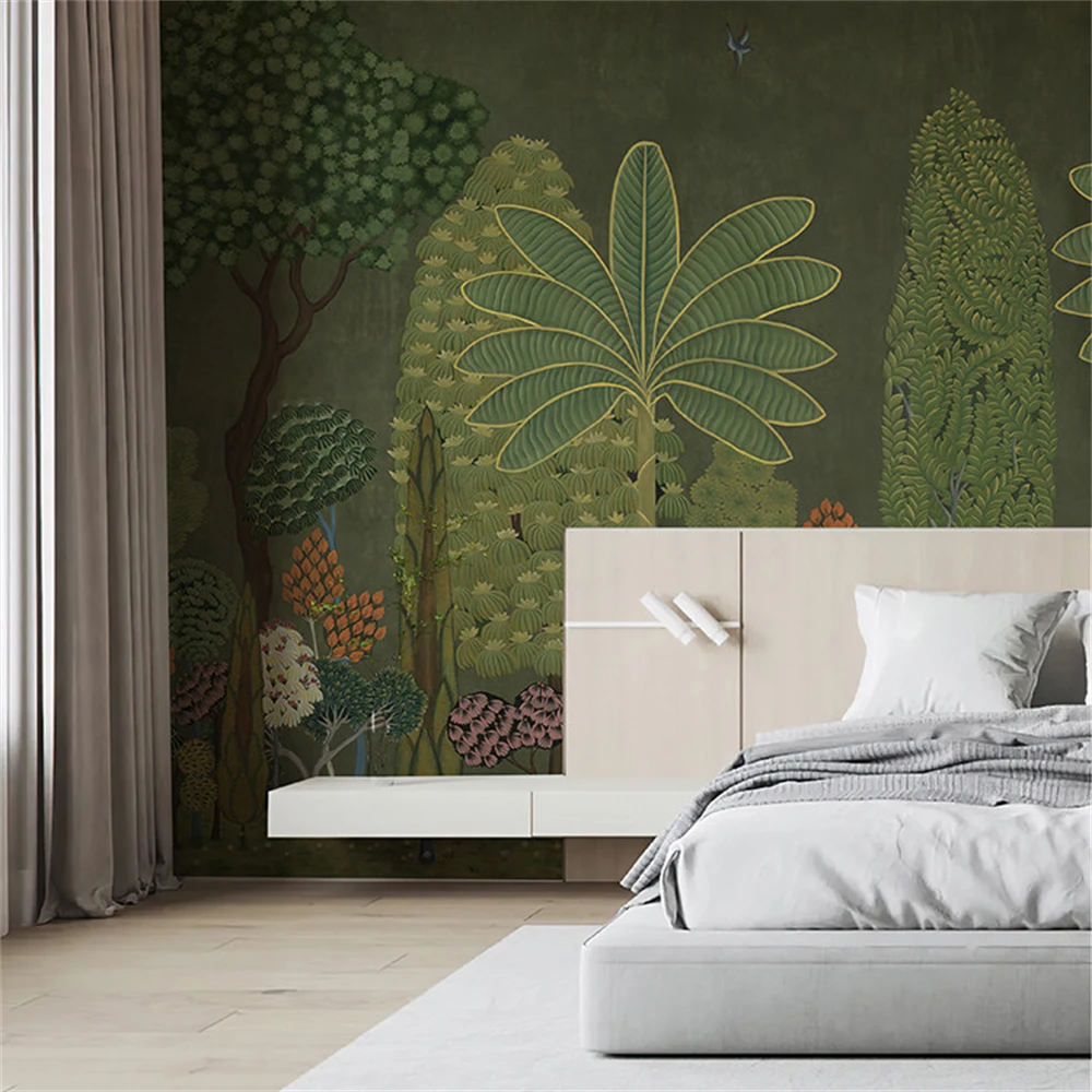 custom American green field wallpaper living room background art wallpaper leopard forest homestay mural hotel home decoration