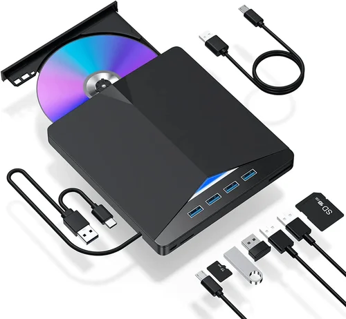 Unidad de CD externa 7 en 1 USB 3,0 tipo c, reproductor de grabadora, unidad óptica externa para PC, portátil, IMacs de escritorio