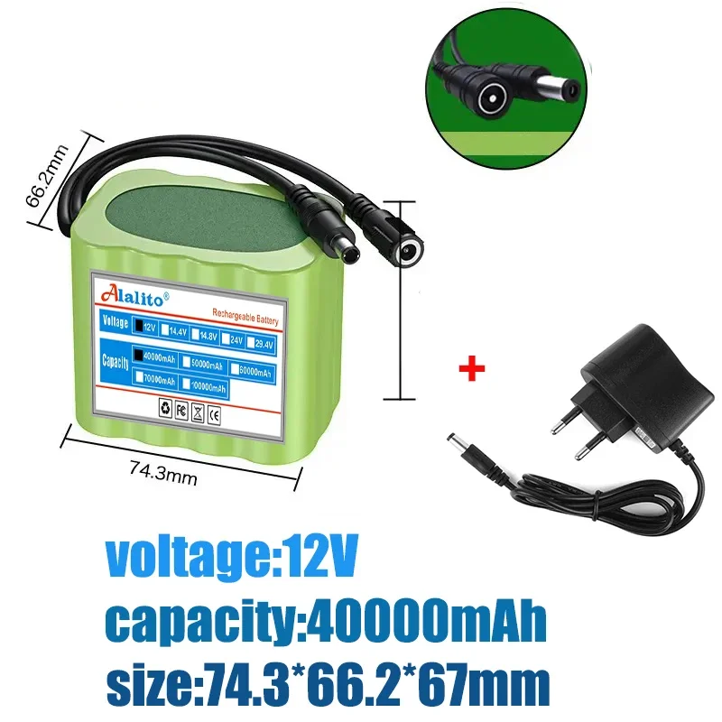 NEW 3S4P 12V 40000mah battery 18650 Li-ion Rechargeable batteries with BMS Lithium Battery packs Protection Board +Charger