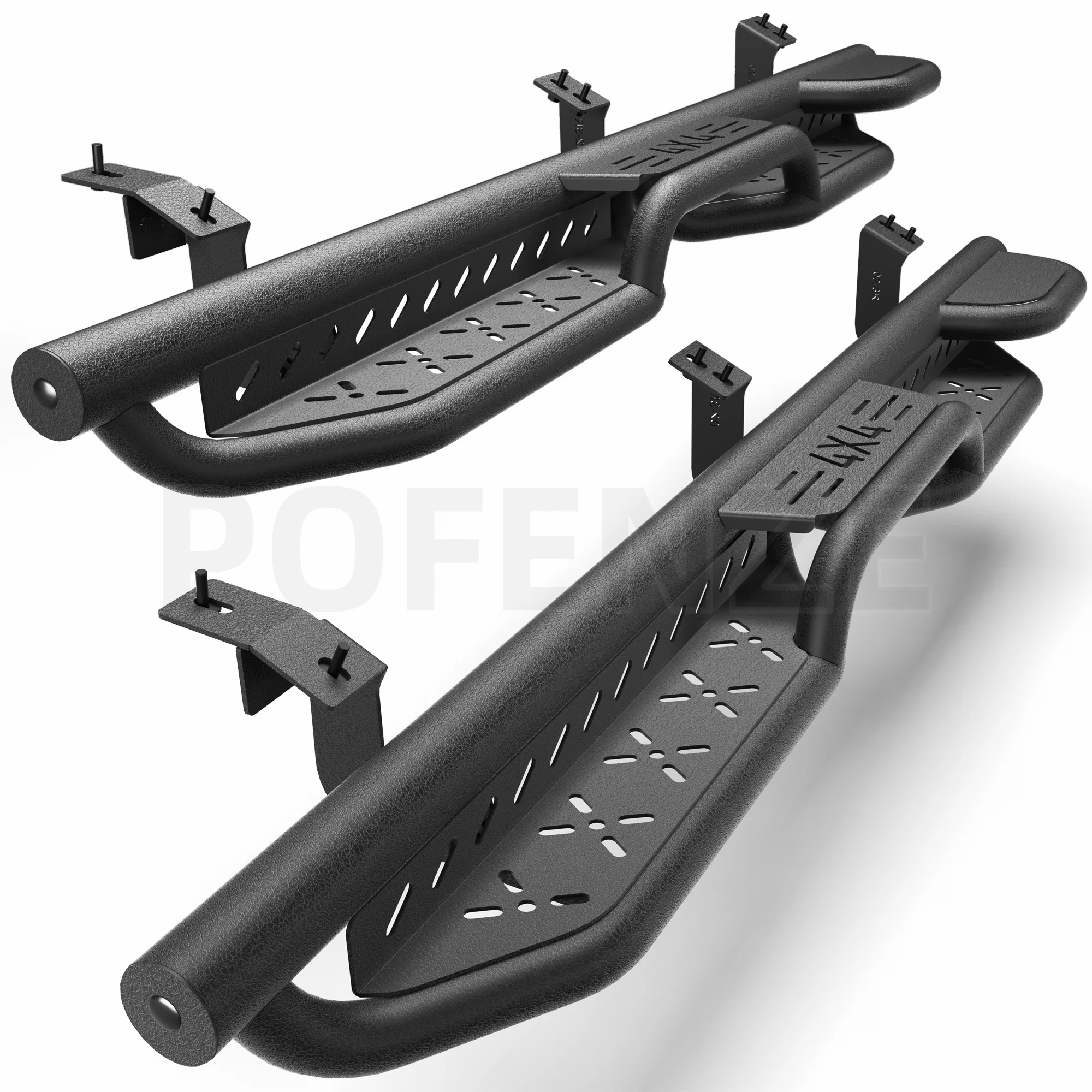 

Running Boards Two Raised Step Compatible with 2010-2024 Toyota 4Runner Crew Cab（4 Full Size Door） Two Stairs Design Side Step