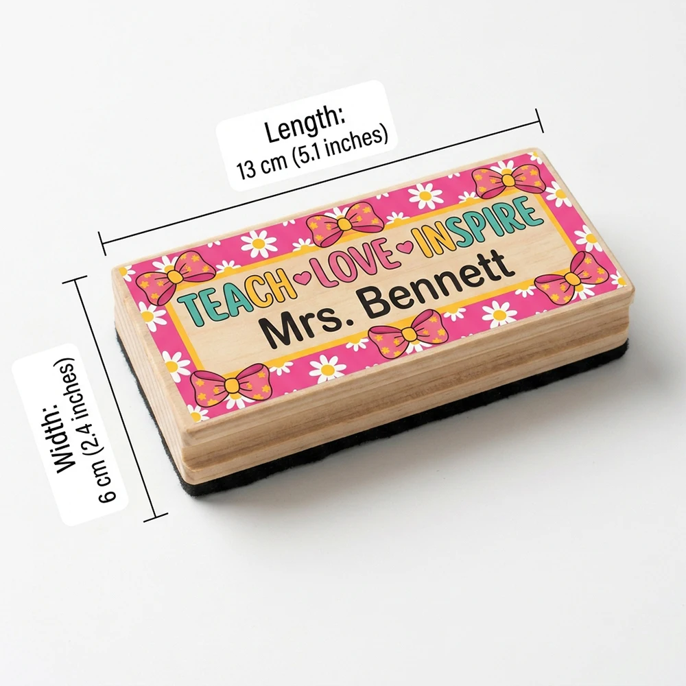 Custom Text Wooden Chalkboard Eraser,Personalized Teacher Desk Accessory,Smooth Clean Wipe,Back‑to‑School ,Classroom Supply