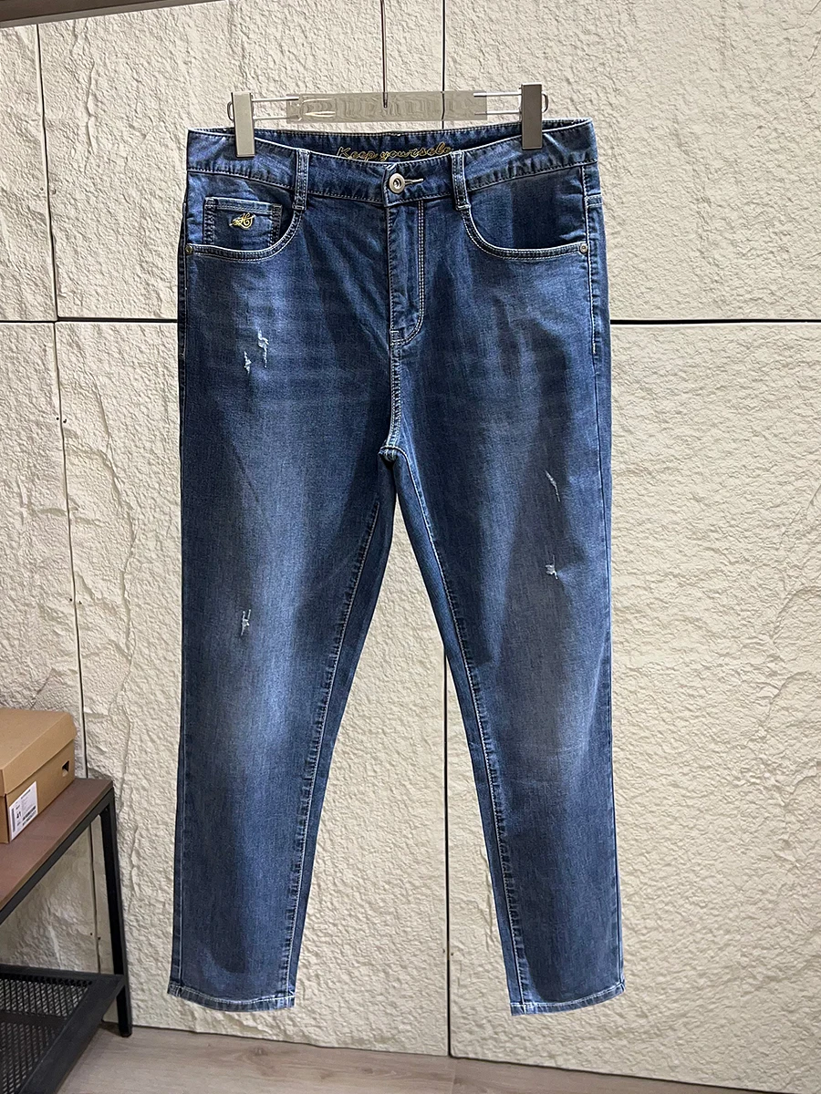 

Heavyweight Washed Straight Leg Casual Men's Jeans Lenzing Blend H-Series Spring Summer Breathable Comfortable Straight Cut