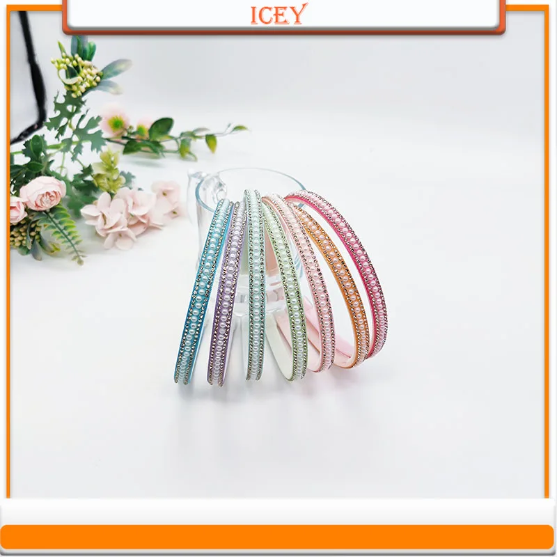 1pc Pearl Headbands Double Row Drill Headwear Bulk Scrunchie Double Row Water Drill Hair Accessories Pearl Headband